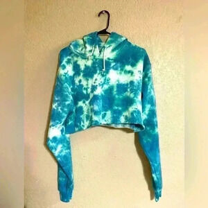 ARTIST UNION Crop Tie-dyed hooded hoodie sweater Size Small